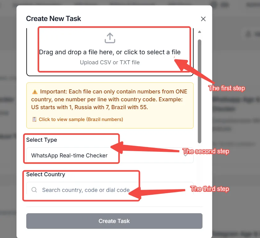 Number format for file upload example: