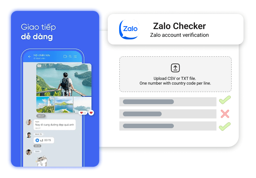 Zalo Checker - Verify Zalo account presence
